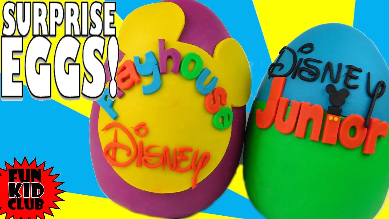 PLAYHOUSE DISNEY & DISNEY JUNIOR Play-Doh Surprise Eggs OPENING!! Disney Shows TOYS! FUN with ...