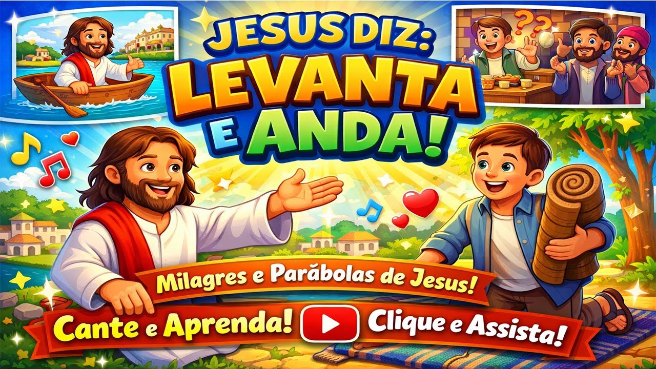 Jesus Diz: Levanta e Anda! 🎵 Música Infantil Bíblica | Mateus 9 | Crianças & Família