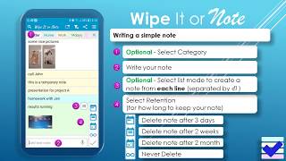 WipeItOrNote App - Notepad, Task Manager, Memo and Organizer. Swipe tasks with retention. TUTORIAL screenshot 1