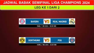 Jadwal semifinal liga Champions 2024 leg ke 1 | Daftar top skor & top Asist