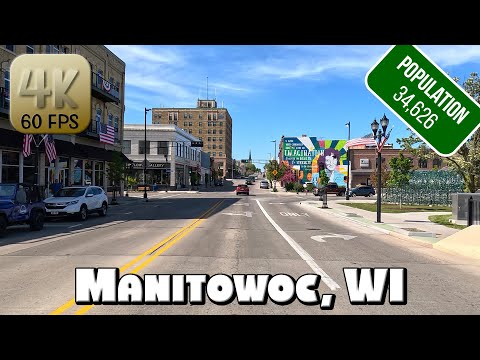 Driving Around Downtown Manitowoc, Wisconsin in 4k Video