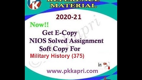 FREE Military History 375 Nios Solved Assignment 2021 in English 12th Best Latest NIOS TMA Solution