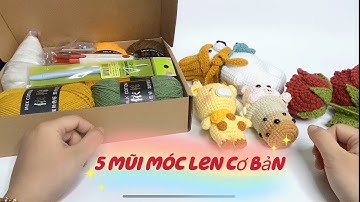 Học móc len căn bản p1| 5 mũi móc cơ bản| móc len cho người mới bắt đầu| Beemo crochet