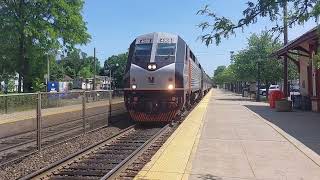 Suffern bound train arrives at Ramsey on Hoboken bound track