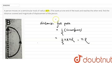 A person moves on a semicircular track of radius 40 m. If he starts at one end of the track and