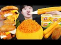 ASMR MUKBANG 직접 만든 햄버거 치즈스틱 불닭볶음면 핫도그 먹방 & 레시피 FIRE NOODLES AND BURGER EATING SOUND!