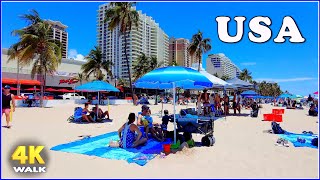 【4K】𝐖𝐀𝐋𝐊 ➜ Fort Lauderdale ☘️ Beach 🇺🇸 USA 🇺🇸  walking tour ! Miami