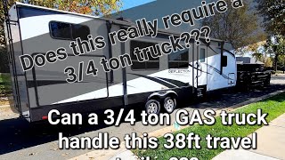 Towing a 37.5ft Reflection 312BHTS 'Flowjo' with a 3/4 ton GAS Ram truck review #1