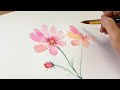 How to Paint Cosmos Flowers  / Painting Watercolor for Beginners