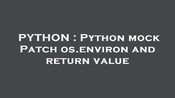PYTHON : Python mock Patch os.environ and return value