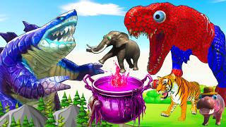 Long Slide Game with Dinosaur Lion Cow Hippopotamus Gorilla 3d Animal Game Funny 3d Animals
