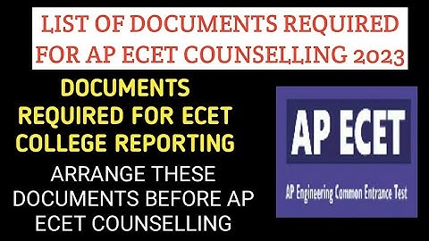 documents required for ap Ecet counselling 2023| documents required for ap Ecet college reporting