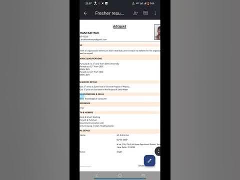 how to make freshers resume in 2 min with mobile phone - YouTube
