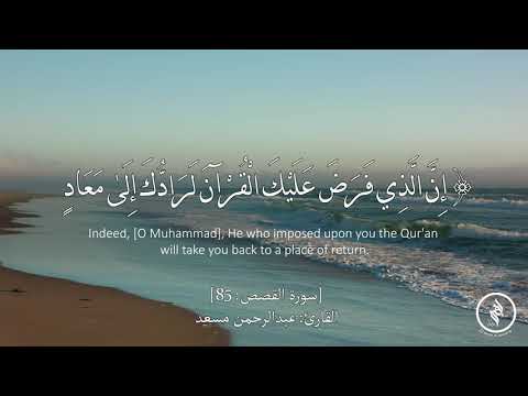 تلاوة هادئة سورة القصص آية 85 للقارئ عبدالرحمن مسعد