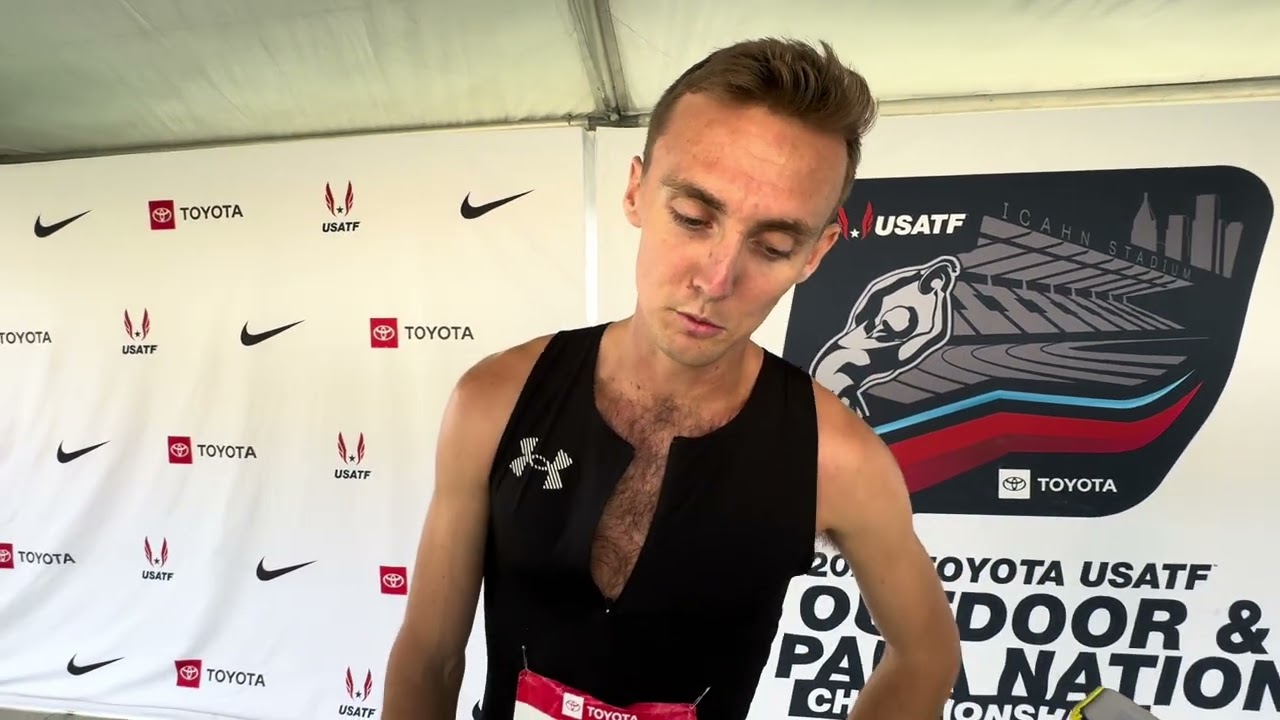 Under Amour's Wes Ferguson talks after winning his 800 semi at 2026 USA 800s