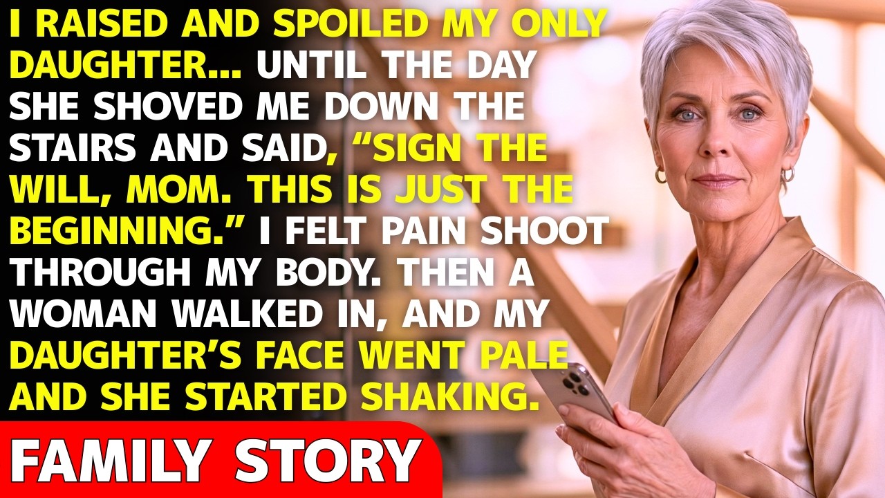 “Sign The Will, Mom” — My Daughter Pushed Me Down The Stairs… Then a Woman Walked In