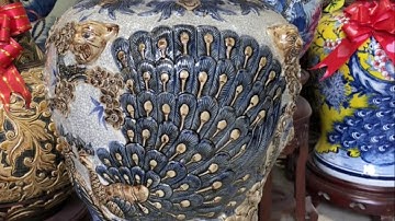 Chóe bày Công Đào men rạn đắp nổi - gốm Hoàng Phát