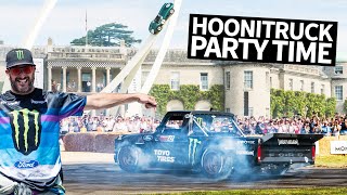 Ken Block's Hoonitruck Slays a Duke's Royal Driveway at Goodwood FOS 2019 + Cossie V2 Rally Action