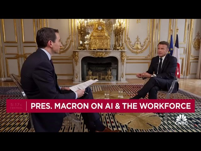 CNBC exclusive: French President Emmanuel Macron on AI, geopolitics and the economy class=