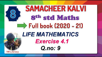 8th std maths full book chapter 4 Life mathematics / Exercise 4.1 Q.no:9 / samacheer kalvi 2020-21