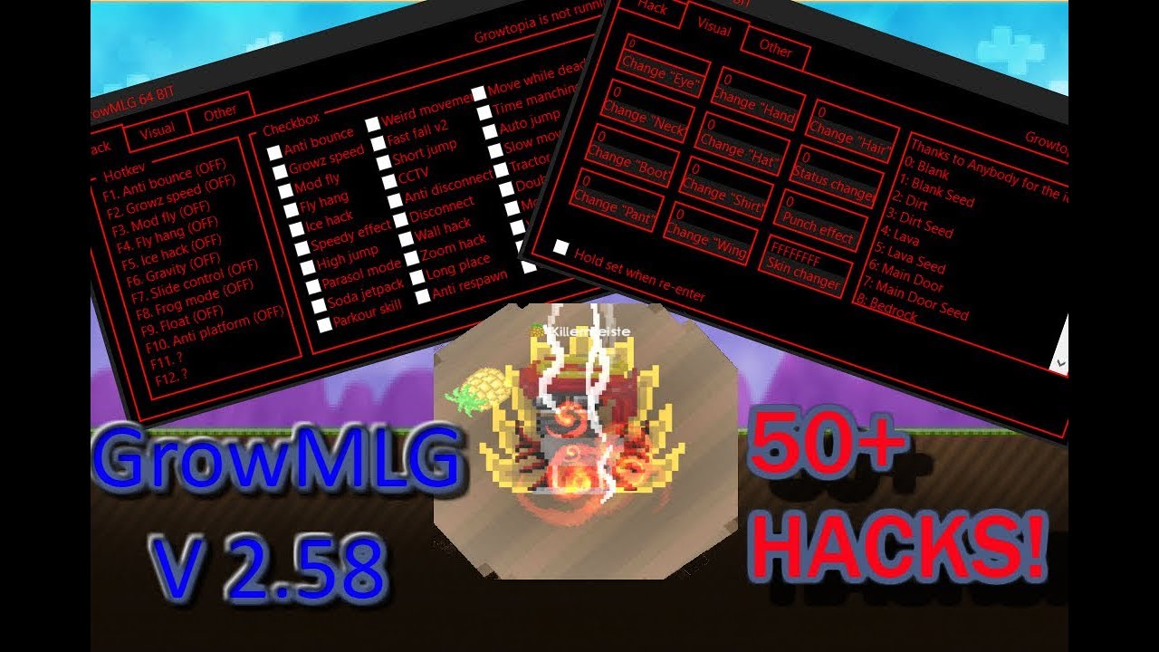 [GrowMLG 2.58] 50+ HACKS!! ( CLOTHES CHANGER!!!)**EPIC TRAINER** | Growtopia [FREE DOWNLAOD!]