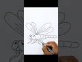 Dragonfly easy drawing  shorts youtubeshorts trending outline art drawing