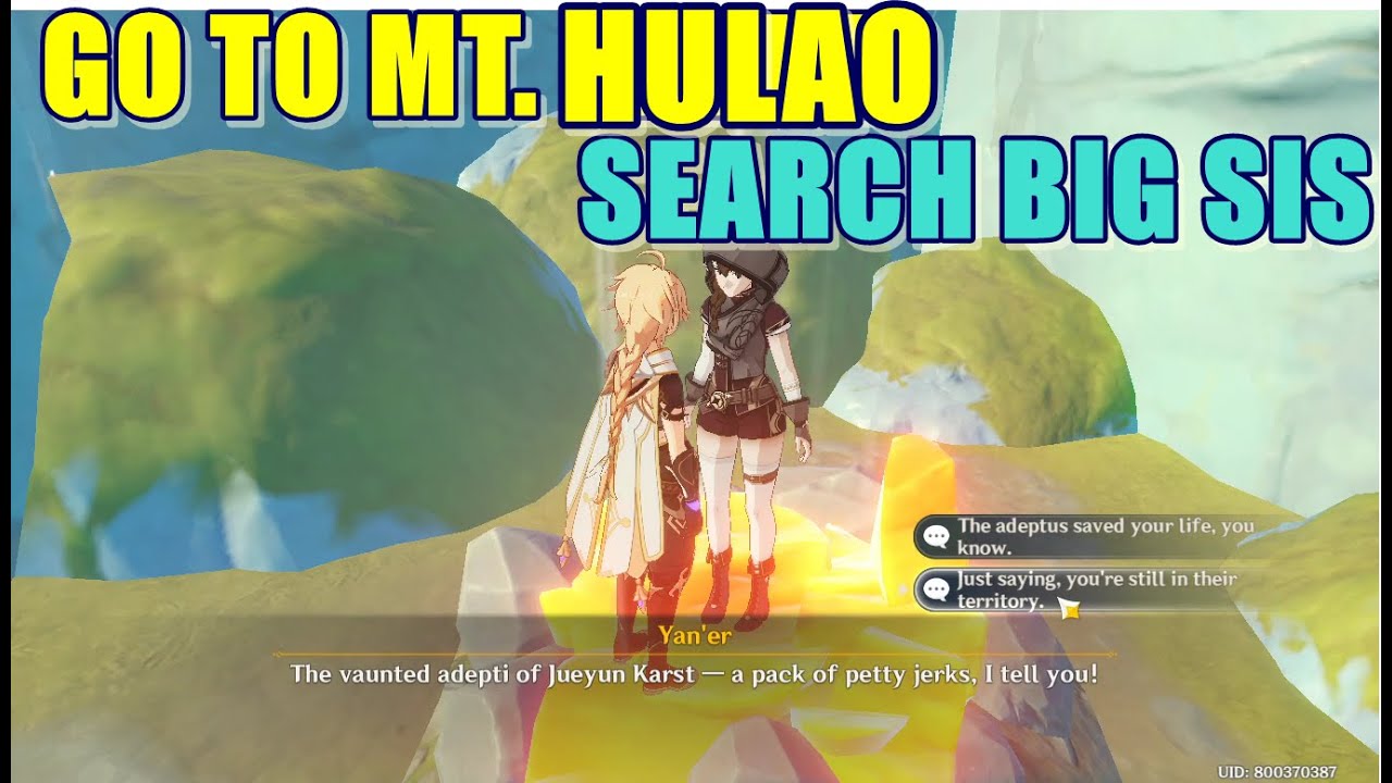 Go to Mt. Hulao to search for traces of "Big Sis" Genshin Impact