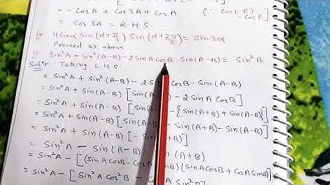 Class 11 Exercise 3.7 Question 9-11 Trigonometry Elements of Mathematics