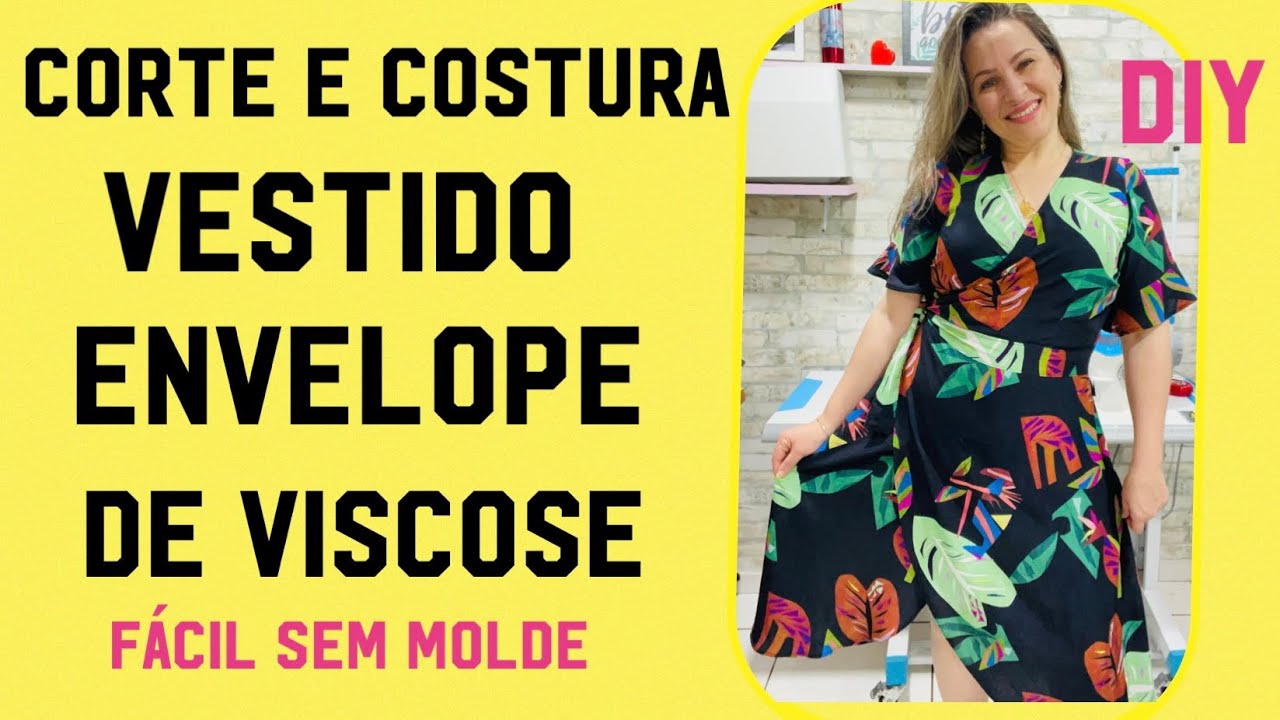👗CORTE E COSTURE VESTIDO ENVOLOPE (transpassado) FÁCIL SEM MOLDE #costura #passoapasso #dress