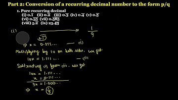Conversion of Decimal numbers into Rational Numbers of the form p/q Class 9 R D Sharma R S Aggarwal