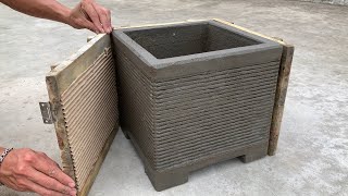 Instructions on how to make a cement flower pot mold from wood and cardboard // Cool and easy