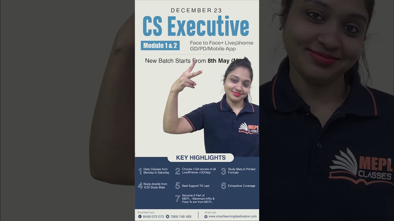 👉CS Executive Module 1 & 2 New Batch Starting From 8th May I Smart Learning Destination✅
