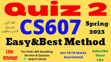 CS607 Quiz 2 Solution 2023 100%  Verified Answers