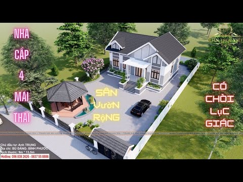 Video Mẫu nhà cấp 4 mái thái có CHÒI LỤC GIÁC | Kiến Trúc... - youtube
