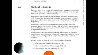 Business Analysis BABOK Guide chapter 9.6 Tools and Technology