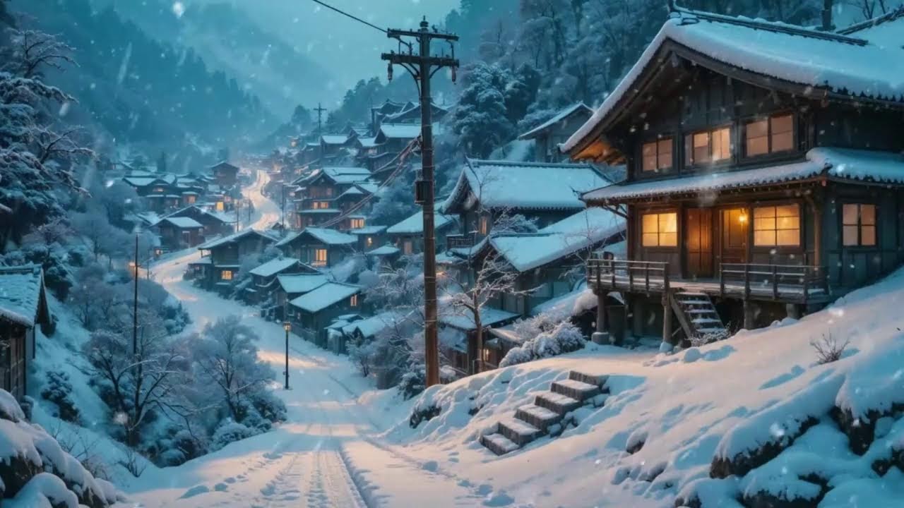 Quiet Snowy Japan Village ❄️ Relaxing Lofi Music