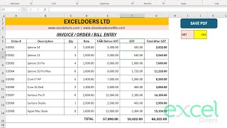 How to make Bill Invoice in Excel with export PDF  Button. Microsoft Excel Bill Entry Sheet