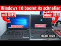 Windows 10 startet 4x schneller - mit UEFI vs. ohne UEFI (BIOS) - Booten beschleunigen - [4K]