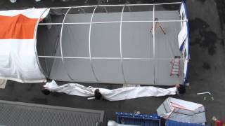 Erection of rapidly deployable portable hospital shelter 2