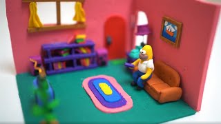 Making Simpson's Miniature House - living room with polymer clay!!