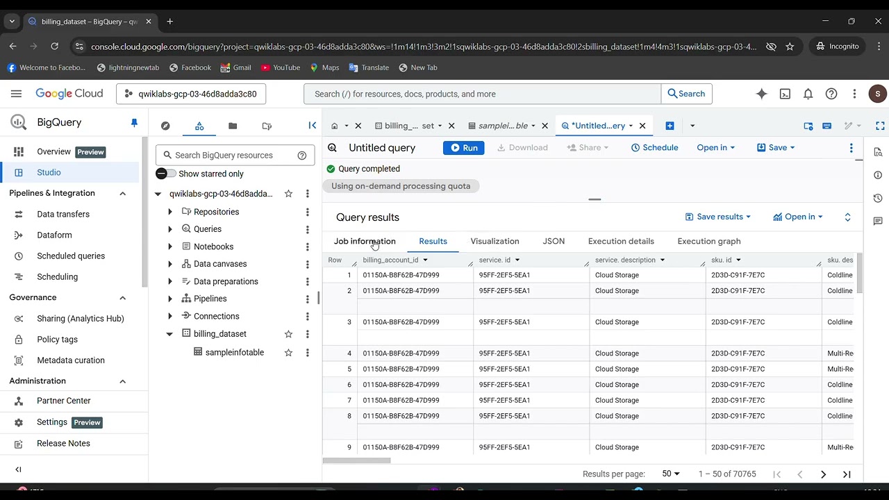 Lab [03] : Examining Billing data with BigQuery (GCP)