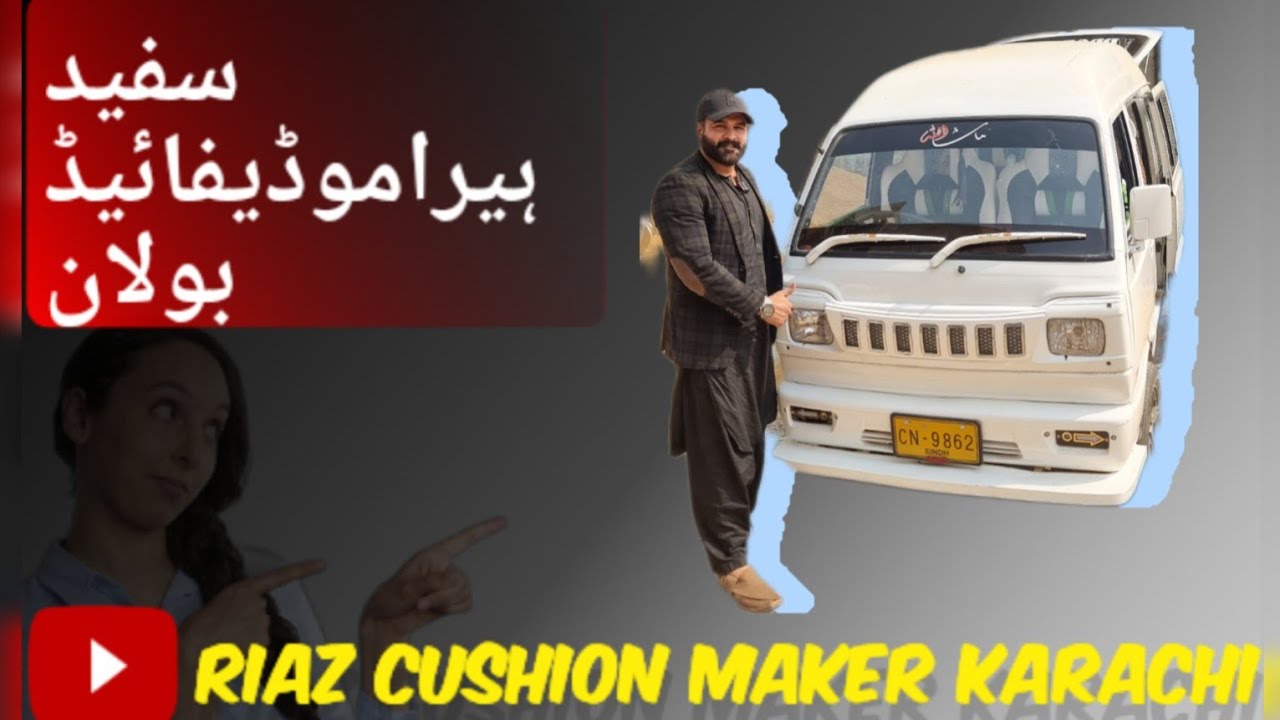 Suzuki  Bolan Modification Center Karachi Riaz cushion Maker 03333132807 Black white green Interior