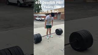 495 Lb Deadlift at 15 Years Old! | On steroids no cap 🔥#shorts 495 Lb Deadlift at 15 Years Old! | On steroids no cap 🔥#shorts