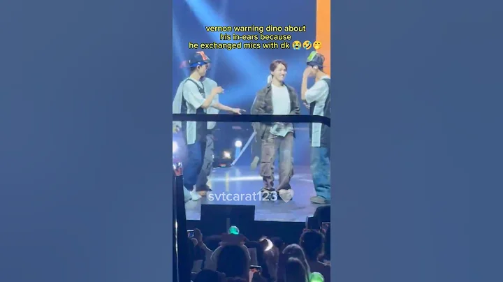 vernon🤭 warning dino🦕 about his in-ears because he exchanged mics with dk 😭#kpop #vernon #dino