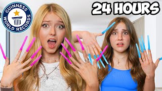 WEARING SUPER LONG ACRYLIC NAILS for 24 HOURS!