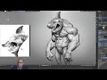 Sculpting Shark Man in Blender for about 1h and 30 min.