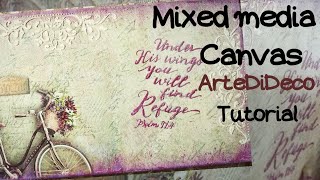 DIY MIXED MEDIA: Καμβάς με ριζόχαρτο! Canvas with rice paper! ArteDiDeco [CC]