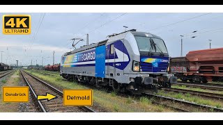 【4K】 Führerstandsmitfahrt Osnabrück Hbf nach Detmold Bf über Melle,Bruchmühlen,Bünde,Herford,Sylbach