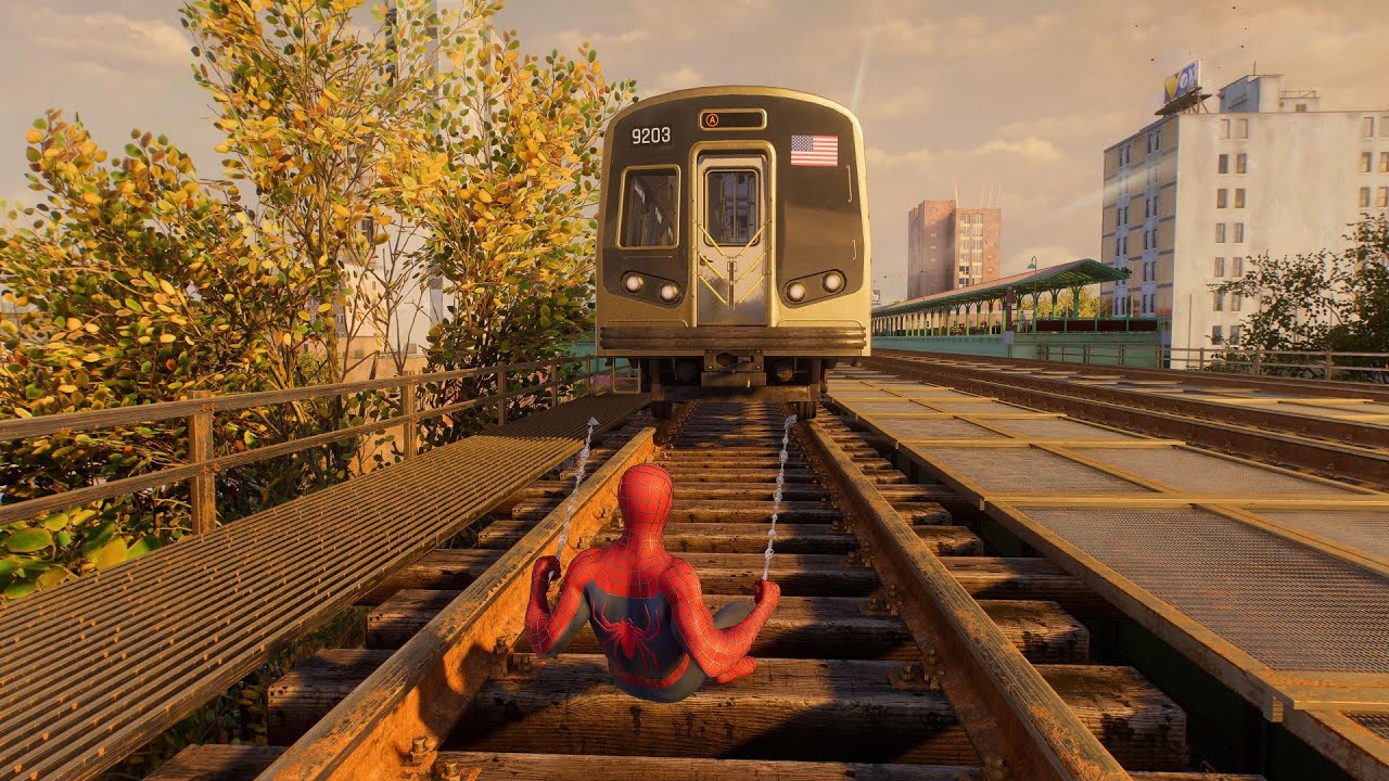 Ultra realistic Spider-Man Trying to Stop Train Like Movie - YouTube