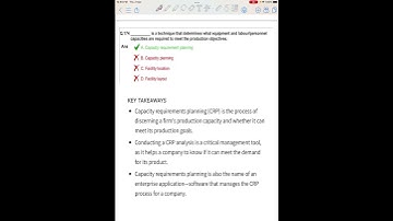QUICK MCQ SERIES (Question on Capacity Requirement Planning)